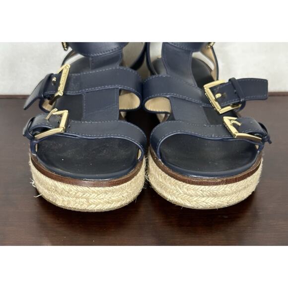 Michael Kors Cunningham Strappy Espadrille Sandal Women's 5.5M Black & Gold - Picture 8 of 9